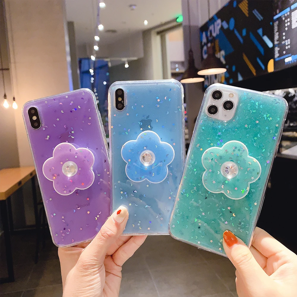 Блестящий чехол с подставкой для iPhone 11 Pro Max XS XR X 6s 6 7 8 Plus|Бамперы| |