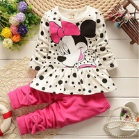 fall baby girls clothing outfits toddler kids cartoon minnie dot long sleeve t shirtpants sets children clothing boy clothes