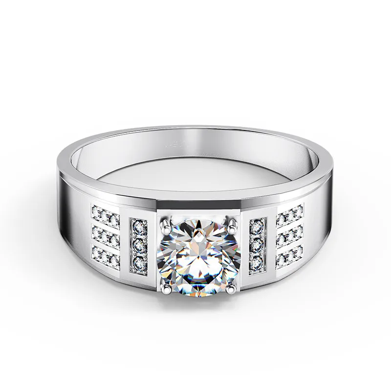 

Men Ring 925 Sterling Silver Jewelry Test Positive 0.8CT D-E Moissanite Diamond Ring S925 Male Jewelry
