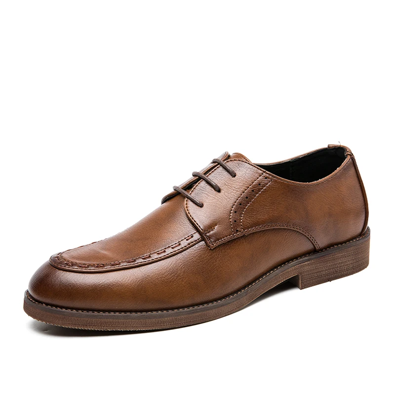 

Мужские брендовые туфли оксфорды, деловая обувь для мужчин, модные классические туфли из искусственной кожи, дышащие офисные туфли на плоск...