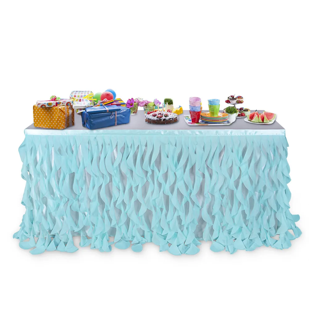 light blue Твердые Цвет Тюль Юбка для стола для Свадебная вечеринка украшения - Цвет: light blue