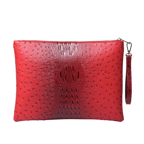 Роскошный Модный Новое поступление Кожаный Клатч крокодиловая Страусиная женская сумка на запястье сумка для ноутбука для женщин