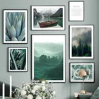 Лесное озеро, ананас, суккуленты, растения, настенная живопись, холст, скандинавские плакаты и принты, настенные картины для украшения гостиной