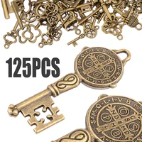 125pcsset jewelry accessories vintage keys mixed different shapes vintage bronze skeleton keys for diy handicraft