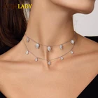 Ожерелье-чокер из стерлингового серебра 925 пробы с кубическим микро покрытием, цвет розовое золото, женское свадебное ожерелье