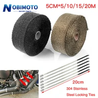 exhaust heat wrap 5cm5m10m15m20m thermal tape fiberglass heat wrap manifold insulation roll resistant with stainless ties