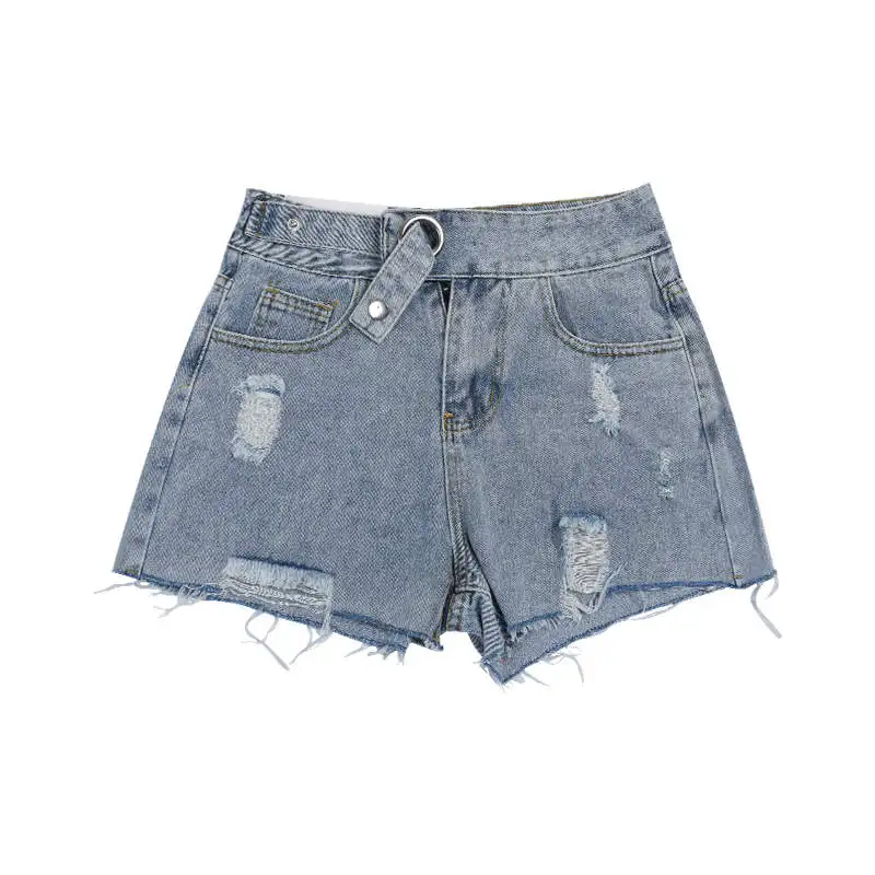 

High Waist Denim Shorts Women Vintage Streetwear Hole Ripped Jeans Shorts For Women Irregular Casual Summer Sexy Shorts C6263
