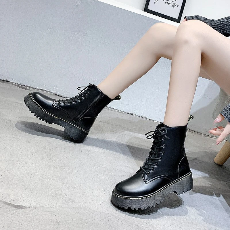 

Брендовые женские ботильоны, зимняя обувь на платформе, женские новые черные мартинсы 2021, универсальные носимые Нескользящие Модные женски...