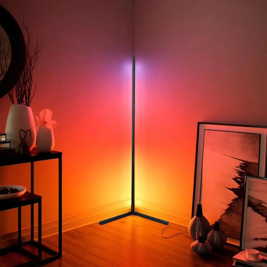 

Современная угловая напольная лампа RGB, меняющая цвет комнатное настроение, светодиодный светильник с регулируемой яркостью и дистанционн...