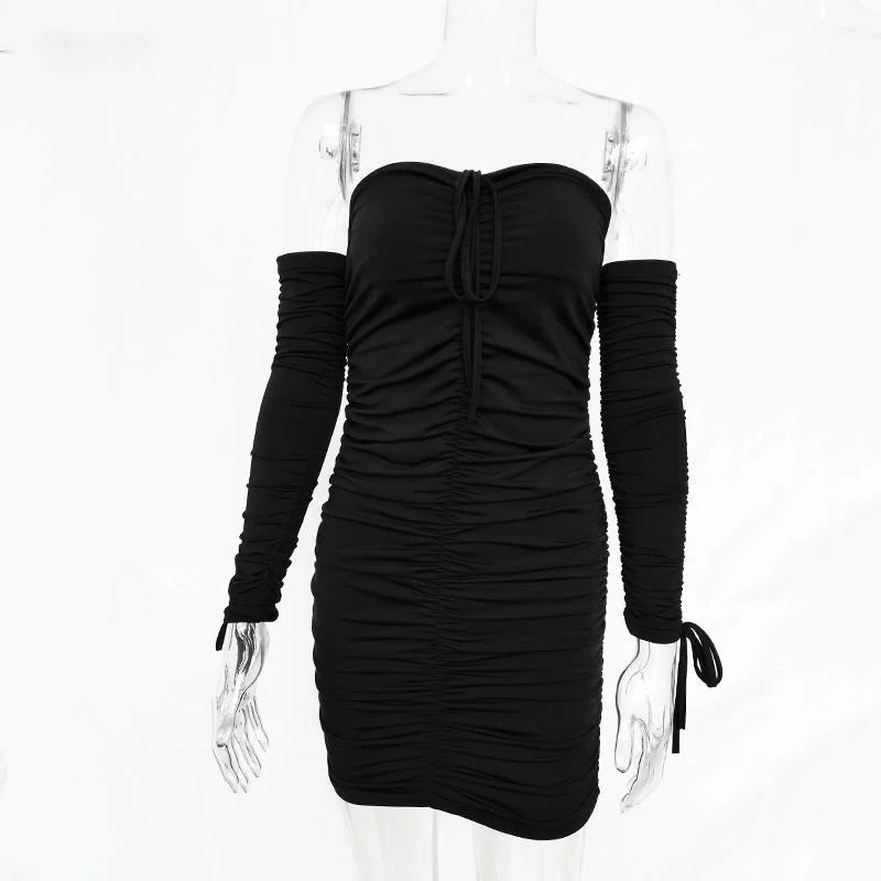 

2021 New Women's Bandage Dress Women's Sexy Off Shoulder Long Sleeve Slim Elastic Tight Party Dress mini dress bodycon dress