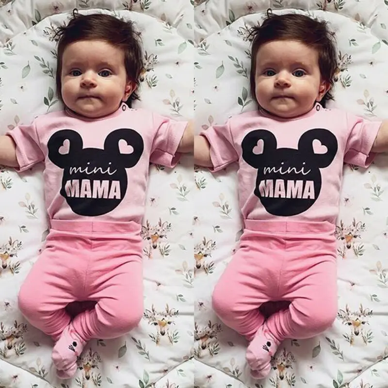 Комплект из 2 предметов для новорожденных девочек летняя розовая одежда топы