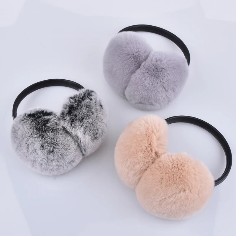 

natural 100% rex rabbit fur earmuff Men Warm Fashion women Russia Winter real Fur Earmuffs kids fur ear cover Girl's Earlap