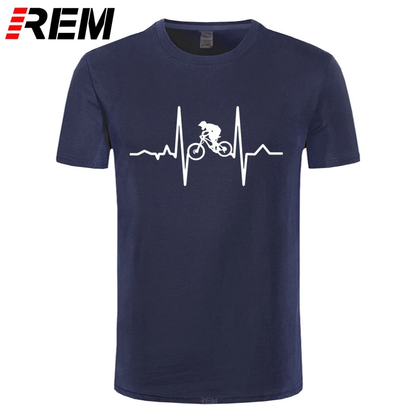 

REM Downhill Bikes Heartbeats T-shirt Man short Sleeve T Shirts Boys Mens T Shirt DIY Tshirt Bicycles Tee Camisetas Masculina