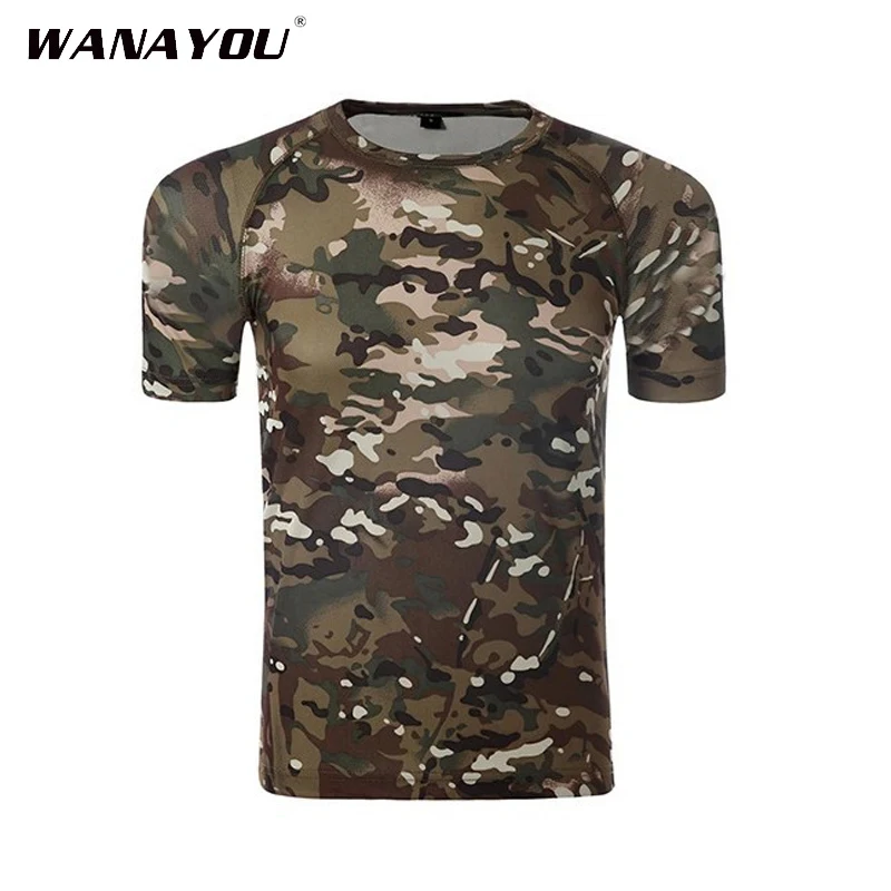 Быстросохнущая Мужская камуфляжная футболка WANAYOU дышащие свободные топы для
