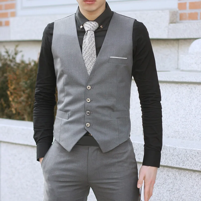 

Men's Fashion Formal Business Casual Suit Vest Suit Slim Fit Tuxedo Waistcoat Coat Bussiness Office Banquet Vest Coat
