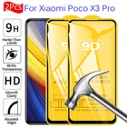 Защитное стекло 9D для Xiaomi Poco X3 Pro M3 F3, 3D полное покрытие, Защита экрана для Xiaomi Xiomi Pocophone X3 NFC, 2 шт.