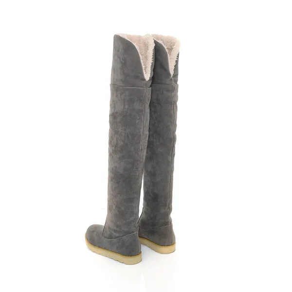 

CEVABULE Foldable Over Knee Boots Flat Heel Casual Boots Suede Warm Thick fur Wool Snow Over The Knee Boots Womens Boots Tyx