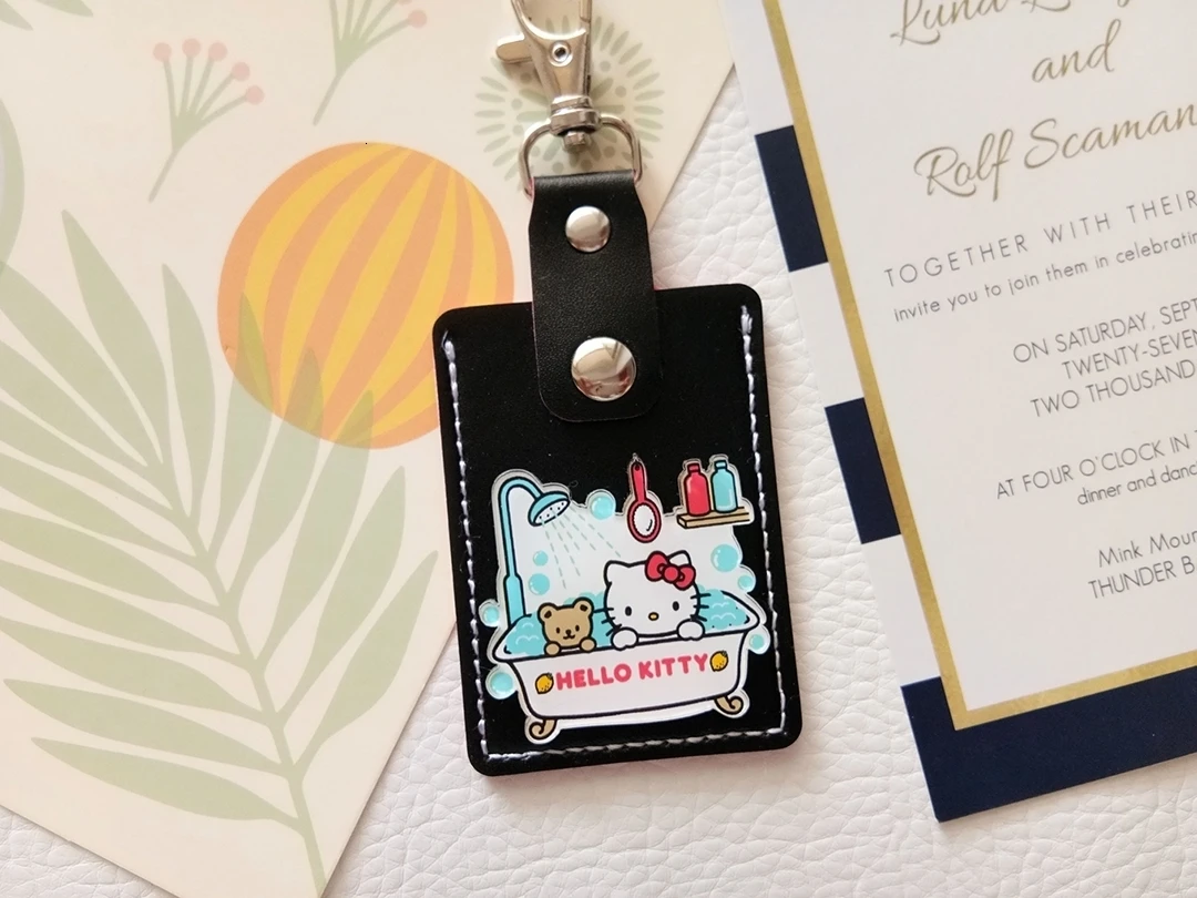 Hello kitty аниме брелок KT Cat мини-карта брелок держатель пряжка дамы сумки на плечо для женщин кожа