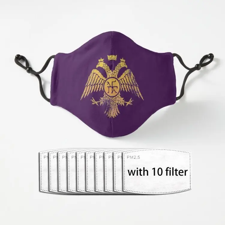 Золотая и фиолетовая дышащая маска в стиле Харадзюку с изображением