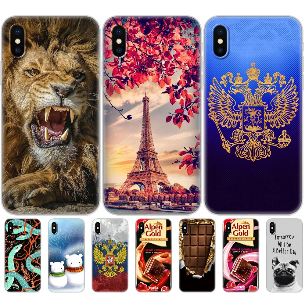 

Silicone Case For iphone X XS XR case Cover for iphone xs max coque etui bumper back soft tpu phone cover protective painting