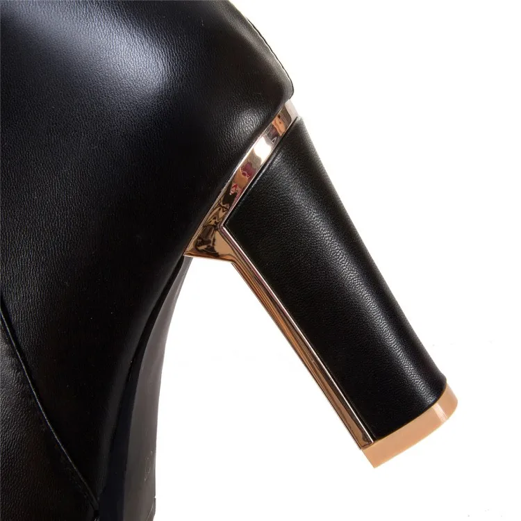 Сапоги большого размера из кроличьей шерсти на высоком каблуке теплые плюшевые