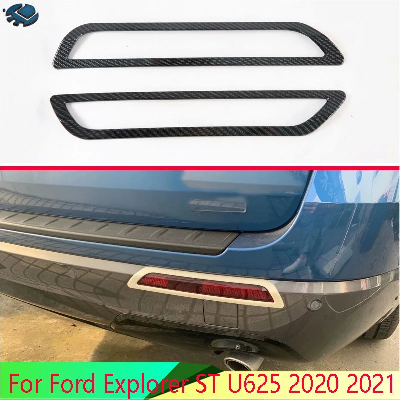 

For Ford Explorer ST U625 2020 2021 Carbon Fiber Style Rear Reflector Fog Light Lamp Cover Trim Bezel Frame Styling Garnish