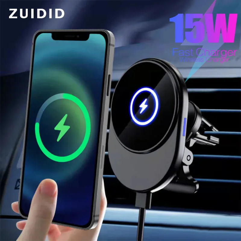 

Car Wireless Charger Holder 15W QI Air Outlet Magnetic Smartphone Fast Charging Stand For iPhone 13 11 12 Pro Max 12 Mini XR XS