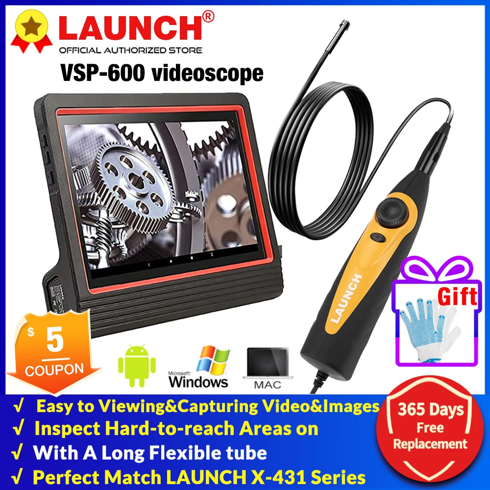 Launch VSP-600 USB Inspection Camera VSP600 Videoscope 5.5MM  6 LED Light for X431 For View Video Images of Hard-to-reach Areas