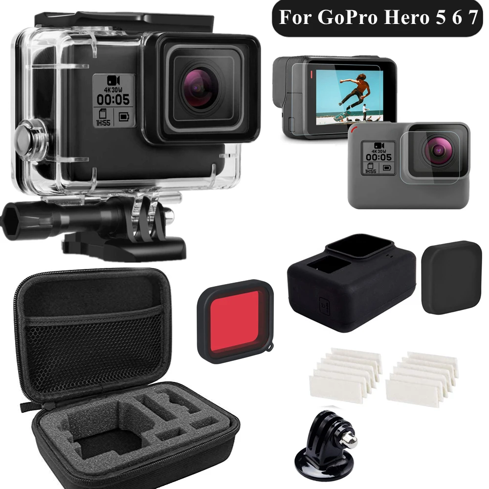

Подводный Водонепроницаемый Чехол 45 м для Gopro Hero 5 7 6 черный корпус защитное крепление для дайвинга для Go Pro 6 7 5 Черные Аксессуары