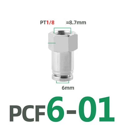 304 нержавеющая сталь PCF металлический Пневматический быстрый разъем PT1/8 1/4 3/8 1/2 коническая внутренняя резьба мягкая трахея 4 6 8 10 12 мм