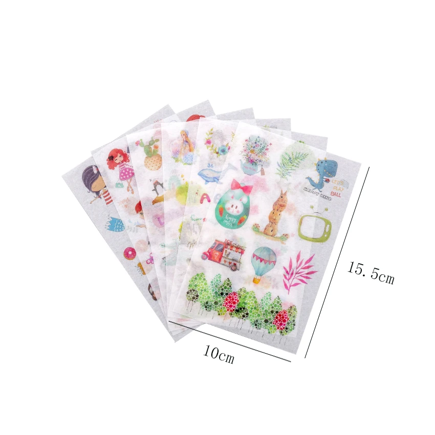 6 шт./лот милые маленькие свежие бумажные наклейки прозрачные ПВХ детские