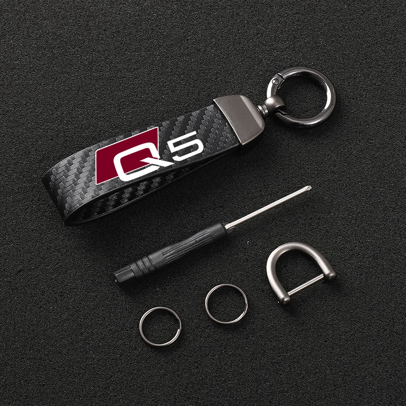 Аксессуары для автомобиля Audi Q5 - ключница из высококачественной кожи с 360-градусным вращающимся подковообразным карабином - ювелирные кольца для ключей.