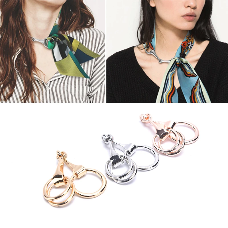 

Женский шелковый шарф с пряжкой кольцо-брошь элегантное кольцо с зажимом