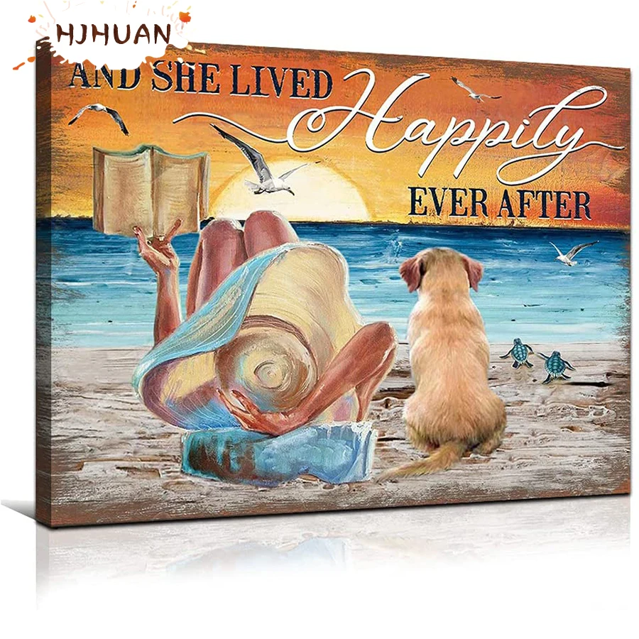 

Золотистый ретривер, Приморский Пейзаж, Полный Круглый алмаз 5D, алмазная живопись, вышивка крестиком, украшения «сделай сам», подарок ручно...