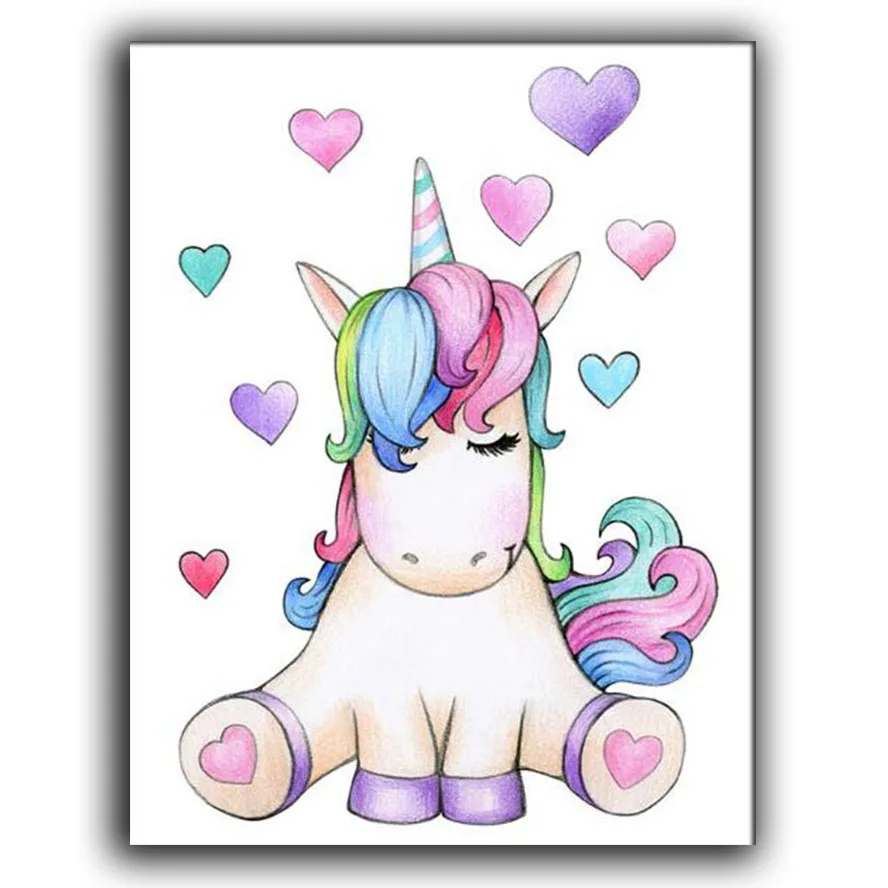 

5d Diy Diamond Painting Cartoon Unicorn Diamond Embroidery Baby Girl Room Decoration Mosaic Art Cross Stitch FH223