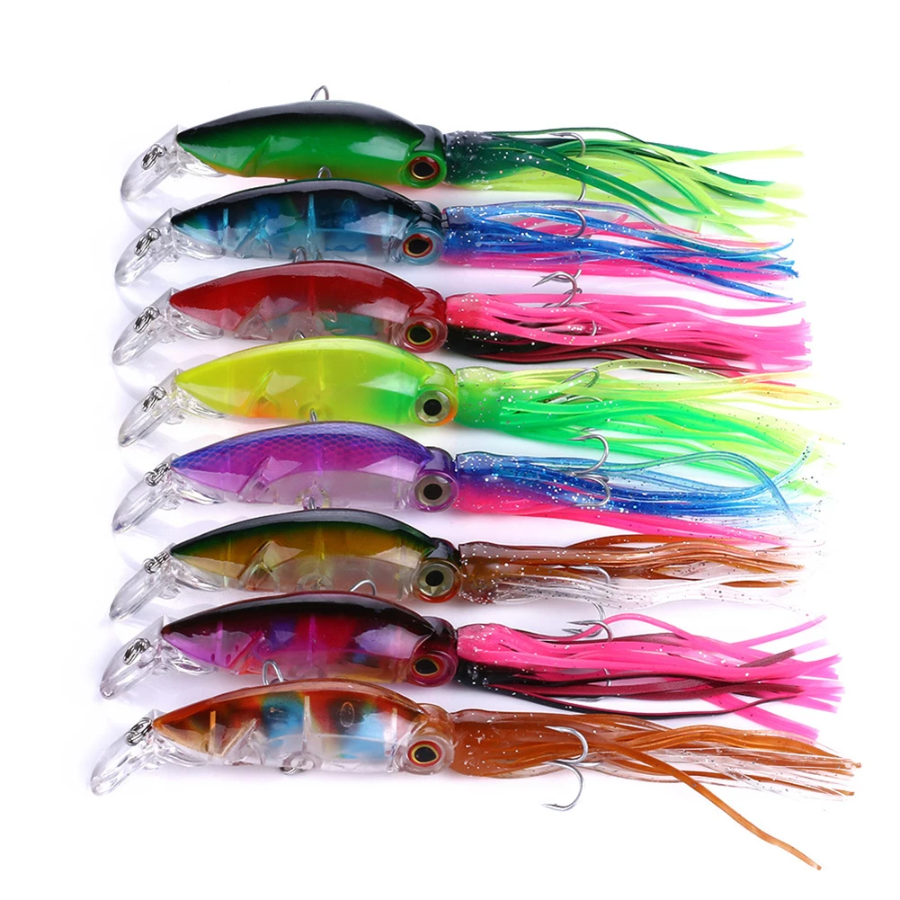 

8 Pcs HENGJIA Octopus Squid Jig Fishing Lure Trolling Big Saltwater Bait Boxed Sea Fishing Wobbler Bait Plastic Lure