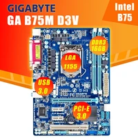 lga 1155 for gigabyte ga b75m d3v motherboard core i7 i5 i3 ddr3 2200ocmhz 16gb pci e 3 0 dvi intel b75 placa m%c3%a3e 1155 used