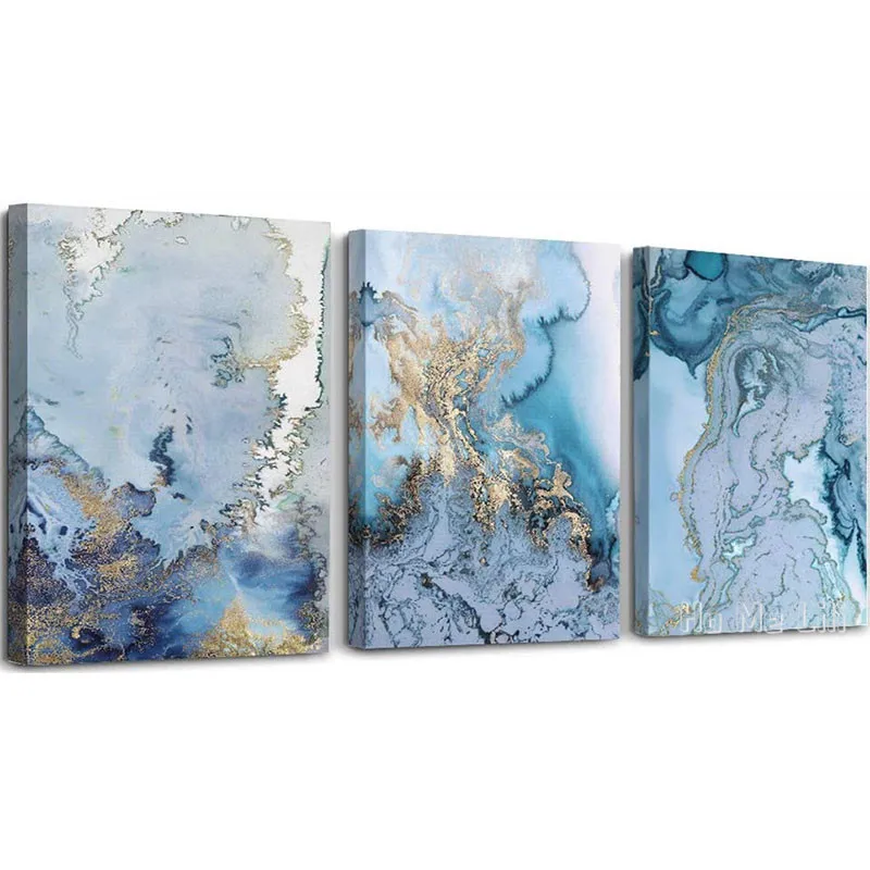 Абстрактный холст для гостиной Декор синие абстрактные Акварельные картины