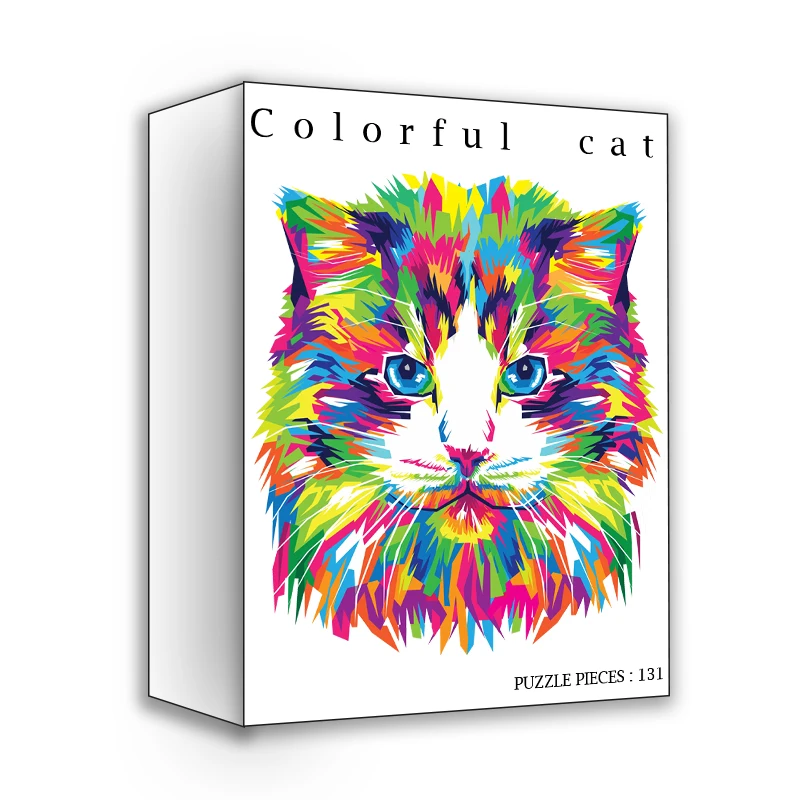 

MOMEMO Colorful Cat Puzzle Toys Wooden Color Challenge Animal Jigsaws Puzzles Adult Decompression Puzzles Kids Educational Toys
