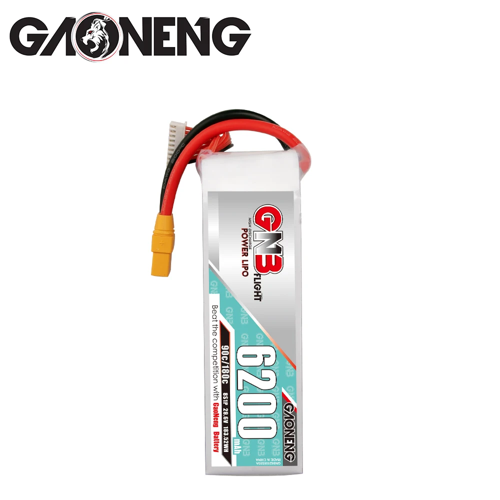 

Gaoneng GNB 29.6V 6200mAh 90C 8S T/XT60/XT90/XT150/EC5/TRX Plug LiPo Battery for FPV Racing Drone Quadcopter Accessories Part