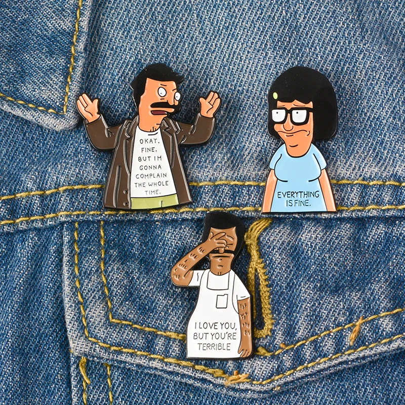 Все в порядке жалуясь Bob Pins Tina Мультяшные персонажи Броши Цитата отворот шпильки