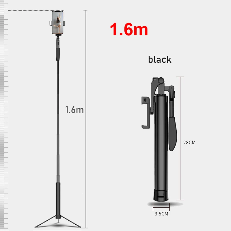 160cm-black YUNAO A21 ручной карданный Штатив для селфи с поддержкой пульта дистанционного управления перезаряжаемый дизайн bluetooth Штатив для селфи для телефона - Цвет: 160cm-black