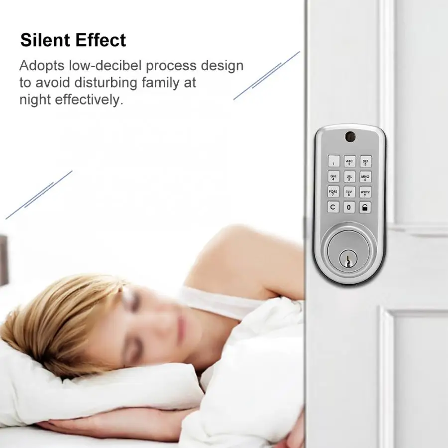 2.36-2.76in Adjustable Locking Tongue Smart Password Keypad Anti-Theft Electronic Door Lock with 2 Keys | Безопасность и защита