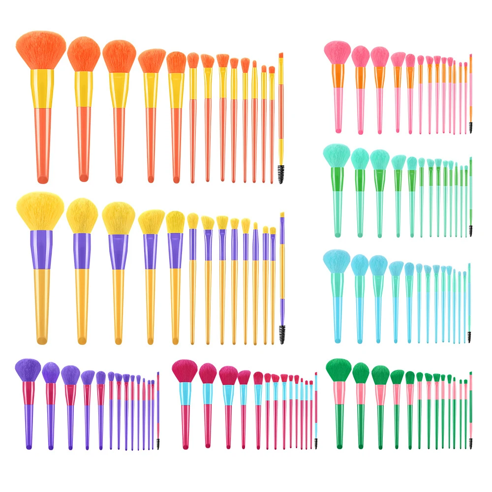 

14 шт./компл. цветная Кисть для макияжа румян, хайлайтер тени для глаз, для бровей, Кисть для макияжа