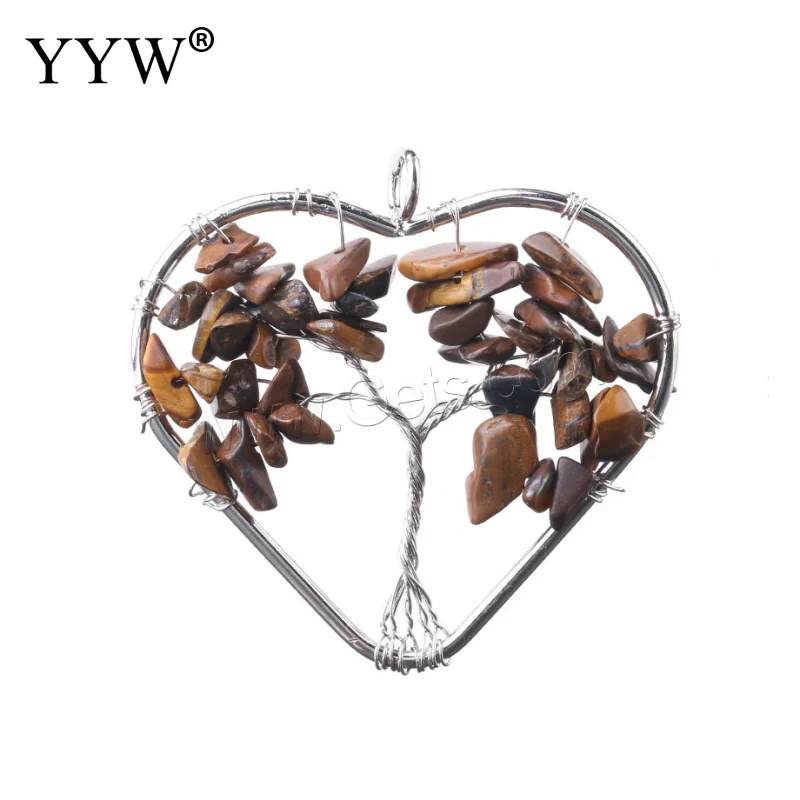 Древо любви с сердечками жизни Подвески натуральные камни тигровый глаз белый