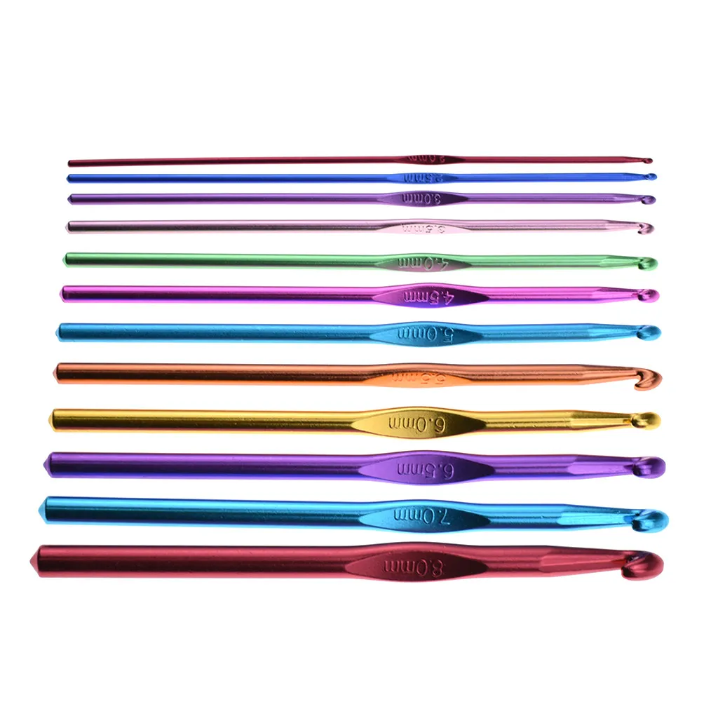 12 размеров многоцветные Алюминиевые крючки для вязания набор игл 2 мм-8 мм прочные