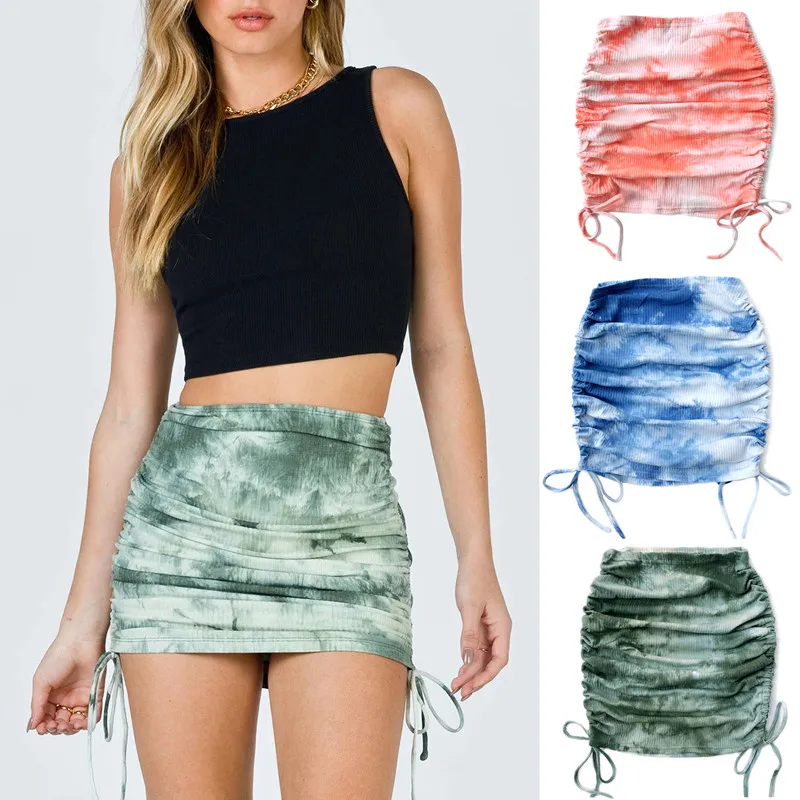 Модная сексуальная трикотажная юбка на бедрах с принтом облегающая эластичная