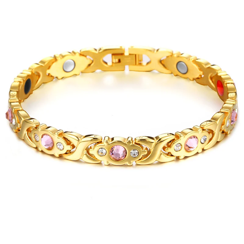 Женский блестящий браслет из нержавеющей стали магнитный для здоровья Женская