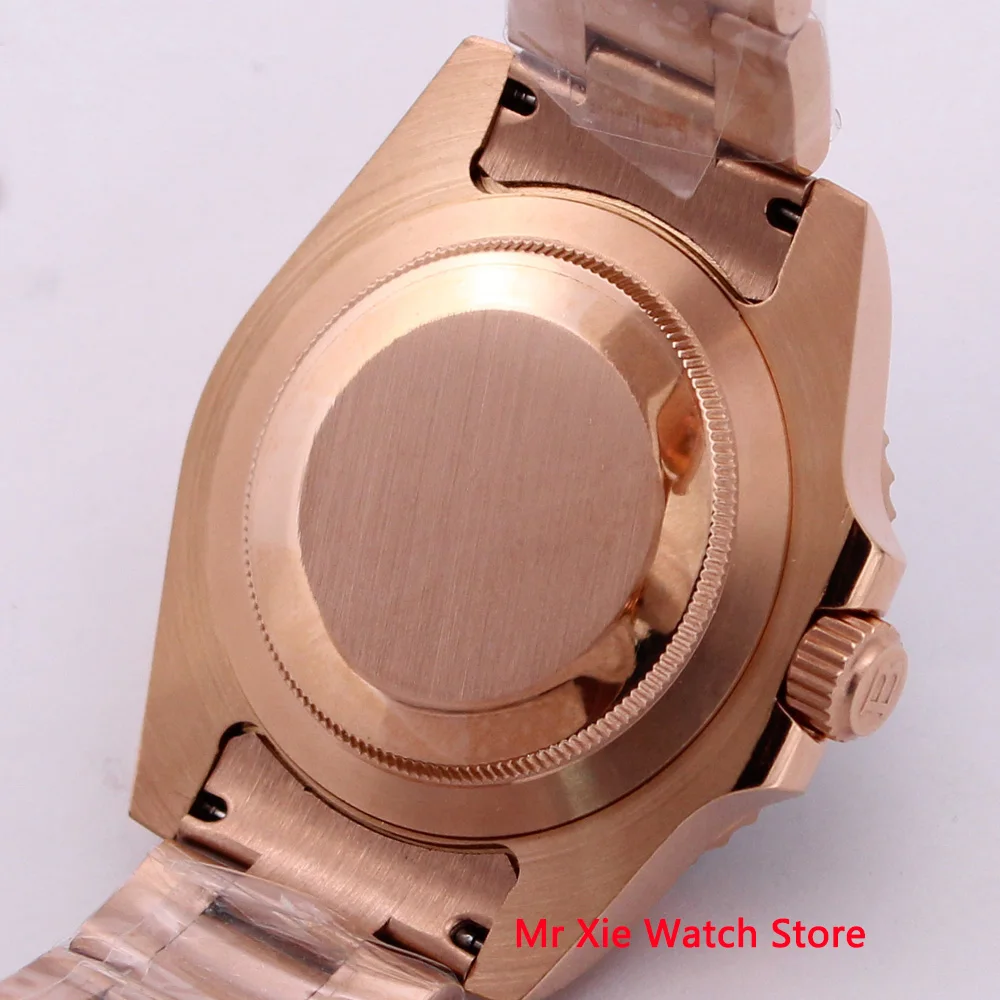 

Bliger 40mm Rose gold Automatic Mechanical Watch Men Luxury Sapphire Crystal GMT Watch Luminous Waterproof Wristwatch Men