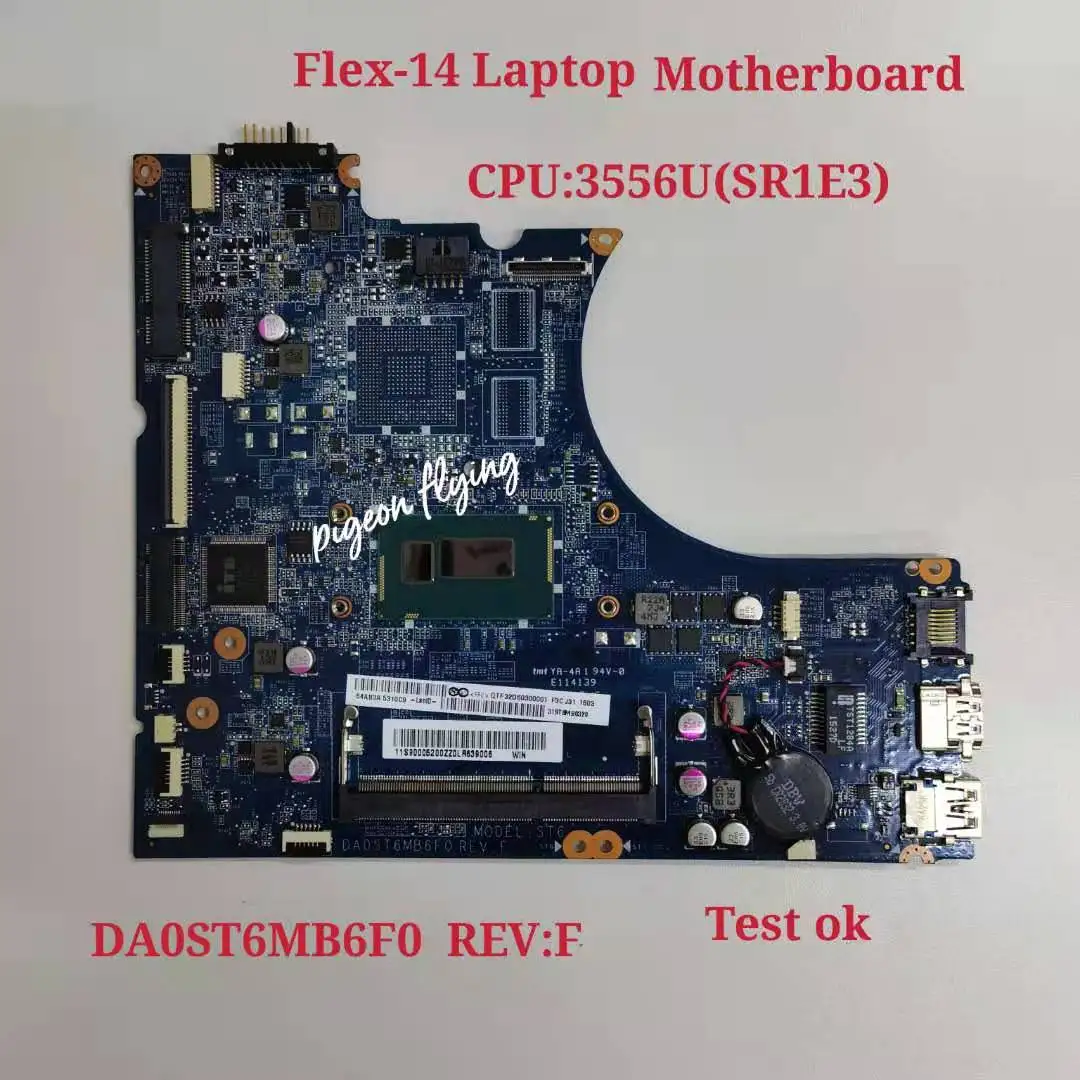 DA0ST6MB6F0 For Lenovo Ideapad Flex 14 Laptop Motherboard CPU 3556U (SR1E3) UAM  FRU 90005200 Test Ok